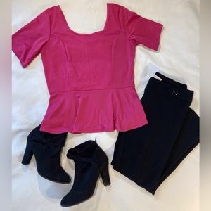 Beautiful Eyelash Couture peplum shirt, Size XL